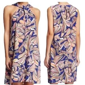 Trina Turk Jackie Dress Twisted Halter Neck Pastel Tunic Shift Slip Mini…